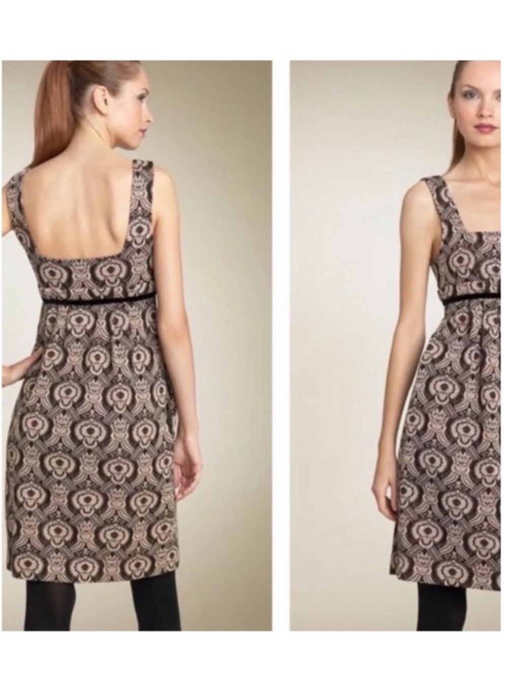 Diane von Furstenberg DVF Rosario Brocade Dress Gold Black Metallic Size 2